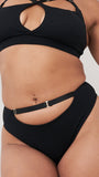 Hannah Low Waist - Adjustable Cut Out Low Waist Bottom Black