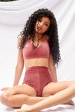 Lana Top - V-Neck Velvet Sports Bra Dusty Rose