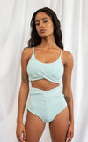 Paris High Waist - Cross Over High Waist Bottoms Crystal Blue