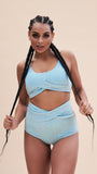 Paris High Waist - Cross Over High Waist Bottoms Crystal Blue