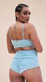 Paris High Waist - Cross Over High Waist Bottoms Crystal Blue