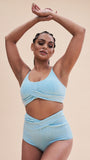 Paris High Waist - Cross Over High Waist Bottoms Crystal Blue