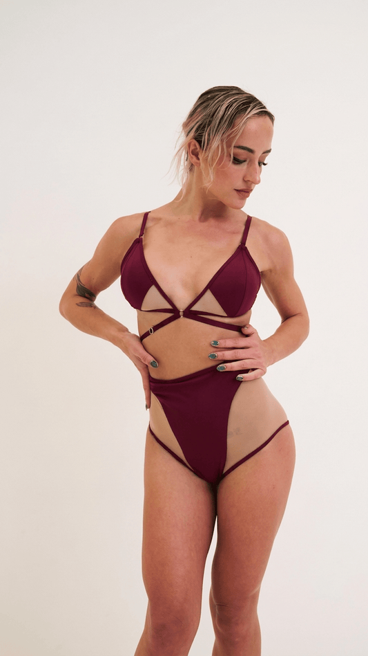 Lola Mesh High Waist Bottom Plum