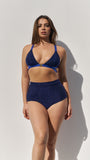 Basic High Waist Bottoms Blue Black Lurex