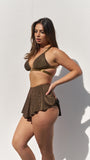 Free Flow High Waist Skort in Gold Black Lurex
