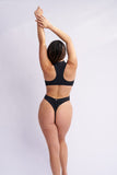 Marina High Neck Zipper Scuba Bodysuit Black
