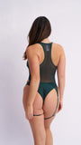 Anna Basque Suspender Green