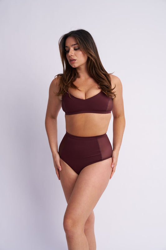 Bellani Bottom - Mesh Panelled High Waist Bottom Recycled Cacao