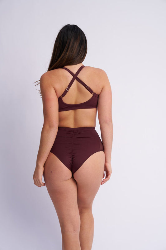 Gigi Top - Mesh Panelled Top Recycled Cacao
