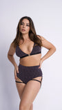 Lure You High Waisted Garter Shorts Blue Rose Gold Shimmer