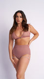Lure You High Waist Garter Shorts Rose Gold Shimmer