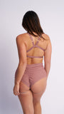 Lure You High Waist Garter Shorts Rose Gold Shimmer
