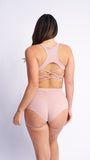 Aerolux Fabric: Lure You High Waist Garter Shorts Taupe