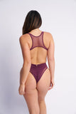 Lara Mesh Cut Out Bodysuit Mulberry