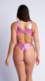 Kenzie High Cut Holographic Bodysuit Baby Pink