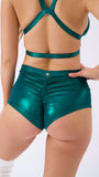 High Waist Basic Christmas Shorts Teal