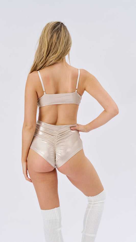 High Waist Basic Christmas Shorts Gold