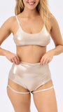 Lure You High Waist Garter Christmas Shorts Gold