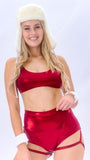 Lure You High Waist Garter Christmas Shorts Red
