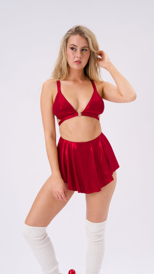 Free Flow Christmas Skirt Red