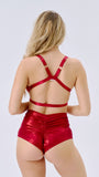 High Waist Basic Christmas Shorts Red
