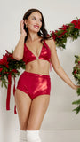 High Waist Basic Christmas Shorts Red