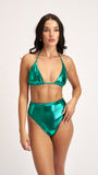High Waist High Cut Metallic Bottom