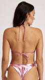 Mary Kate Bikini Top Metallic Baby Pink