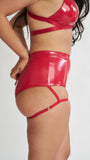 Lure You High Waist Garter Shorts - Red PU