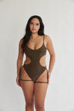 Pixie Bodysuit in Gold Black Lurex