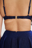 May Scrunch Back Top in Blue Black Lurex