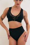 Odessa Mesh Zip Top Black