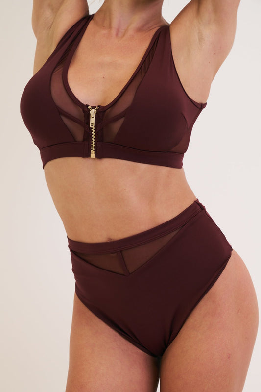 Odessa Mesh Zip Top Chocolate