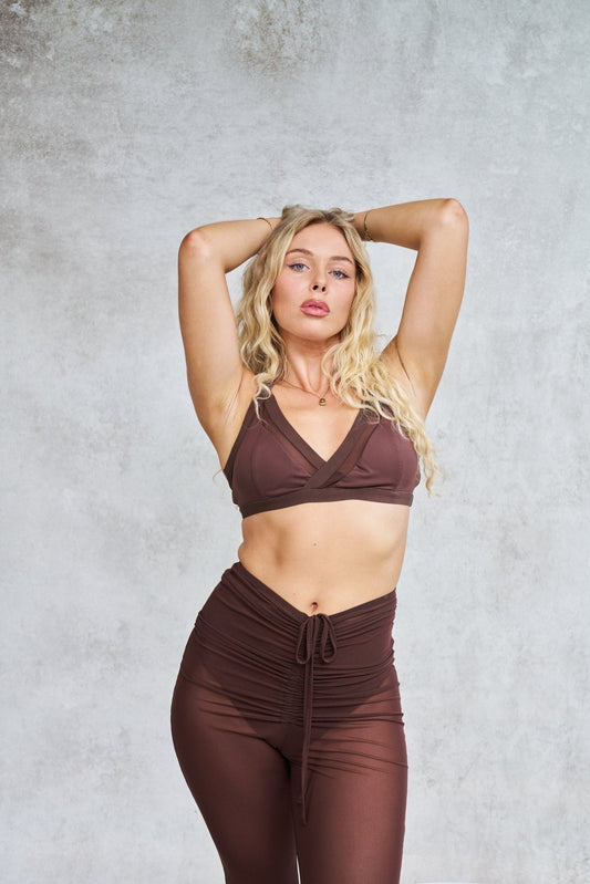 Sienna Mesh Cut Out Bra Chocolate