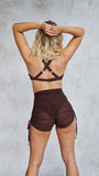 Sienna Mesh drawstring Shorts Chocolate