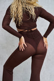 Sienna Mesh Flare Pants Chocolate