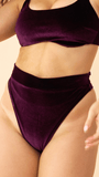High Cut Basic Velvet Shorts Plum