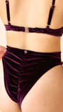 High Cut Basic Velvet Shorts Plum