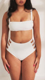 Clover Side Strap High Waist Bottoms White