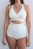 Fallon Top - Cross Over High Support Top Recycled White