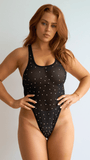 Ebony Diamante Bodysuit Black
