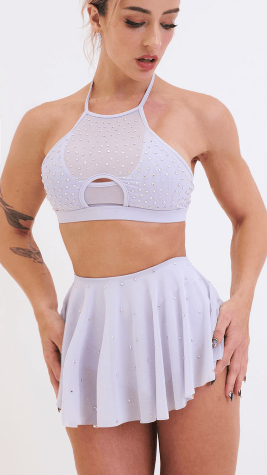 Demi Mesh Diamante Halter Lilac