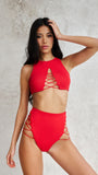 Romy High Waist Bottoms Red