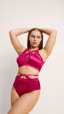Katherine Cross Over Top Recycled Satin Magenta