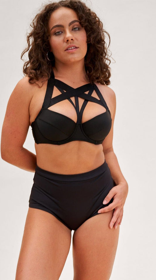 Scarlett Bra - Strappy Balconette Bra Recycled Black
