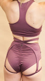 Amara Crop - Asymmetrical High Neck Crop Recycled Elderberry
