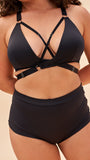 Amber Top - Adjustable Strappy Racerback Moulded Top Recycled Black