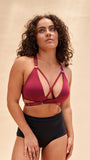 Amber Top - Adjustable Strappy Racerback Moulded Top Recycled Burgundy