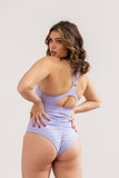 Aria Top - High Neck Racerback Cut Out Sports Bra Recycled Lilac