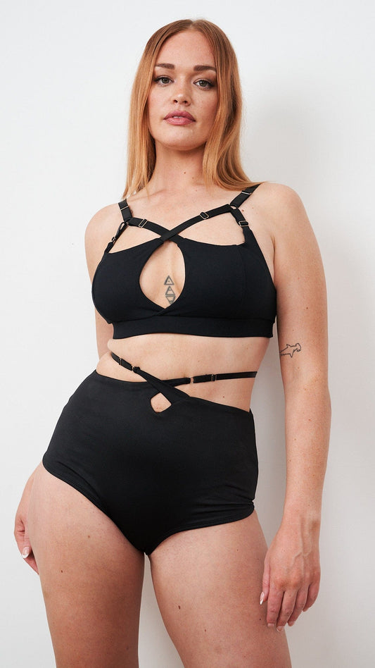 Bailey Bottom - Adjustable Cut Out High Waist Bottoms Recycled Black